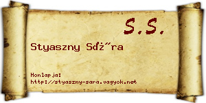 Styaszny Sára névjegykártya